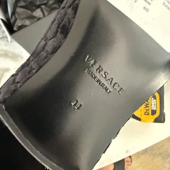 Versace 1003792 Men's Gray Velvet Croc-embossed Slippers Shoes, 44, 45, 46 - Picture 10 of 15